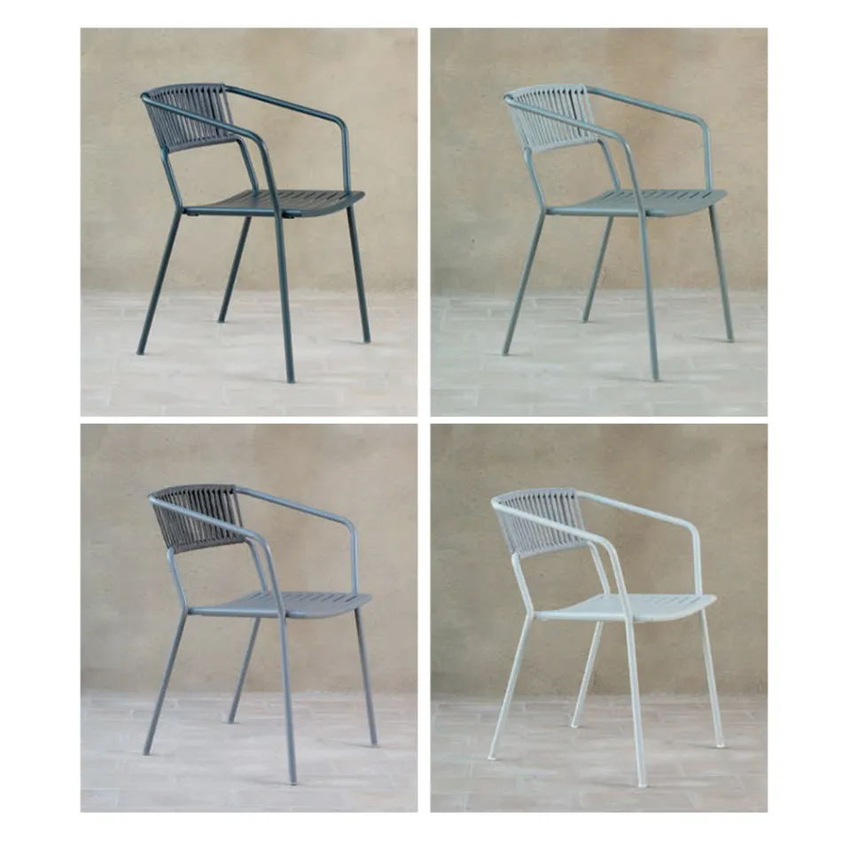 Utomhusfåtölj i galvaniserat stål Stapelbar Made in Italy 2 delar - Vesna Viadurini