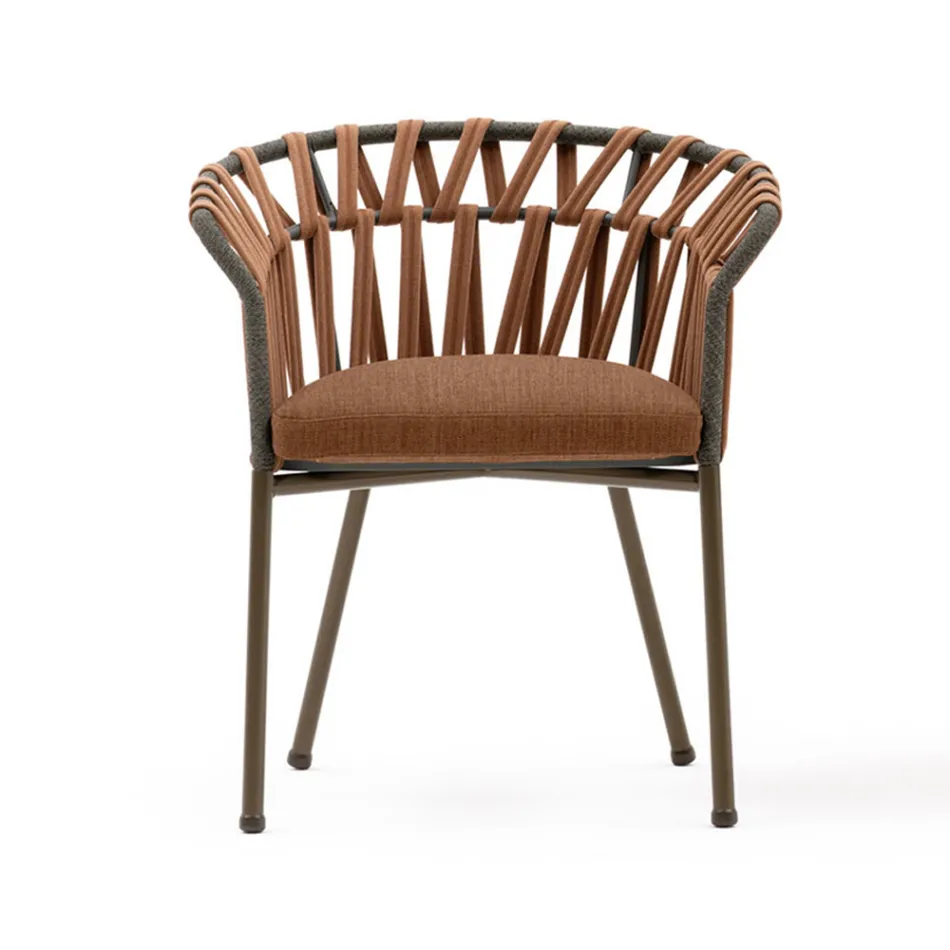 Utomhusfåtölj i rep, tyg och aluminium - Emma Cross från Varaschin Viadurini