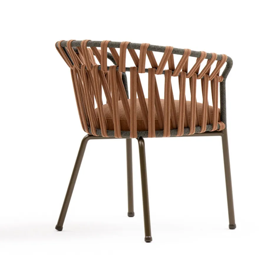 Utomhusfåtölj i rep, tyg och aluminium - Emma Cross från Varaschin Viadurini