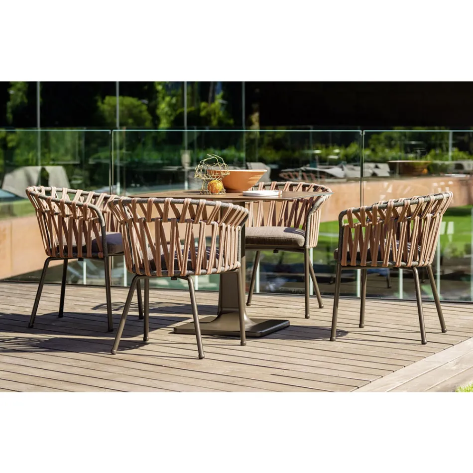 Utomhusfåtölj i rep, tyg och aluminium - Emma Cross från Varaschin Viadurini