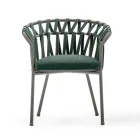 Utomhusfåtölj i rep, tyg och aluminium - Emma Cross från Varaschin Viadurini