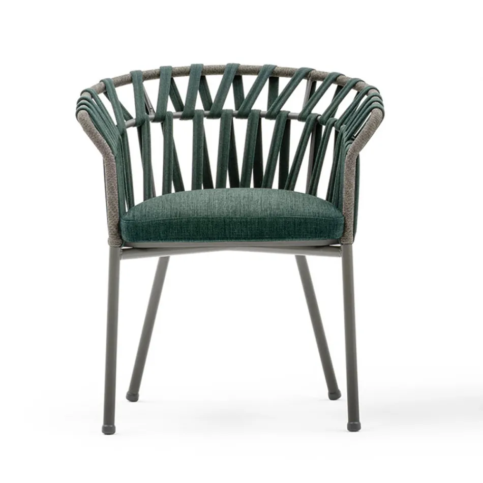 Utomhusfåtölj i rep, tyg och aluminium - Emma Cross från Varaschin Viadurini