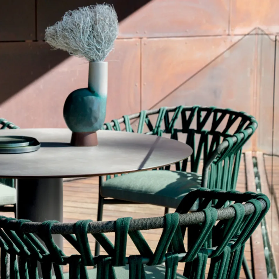 Utomhusfåtölj i rep, tyg och aluminium - Emma Cross från Varaschin Viadurini