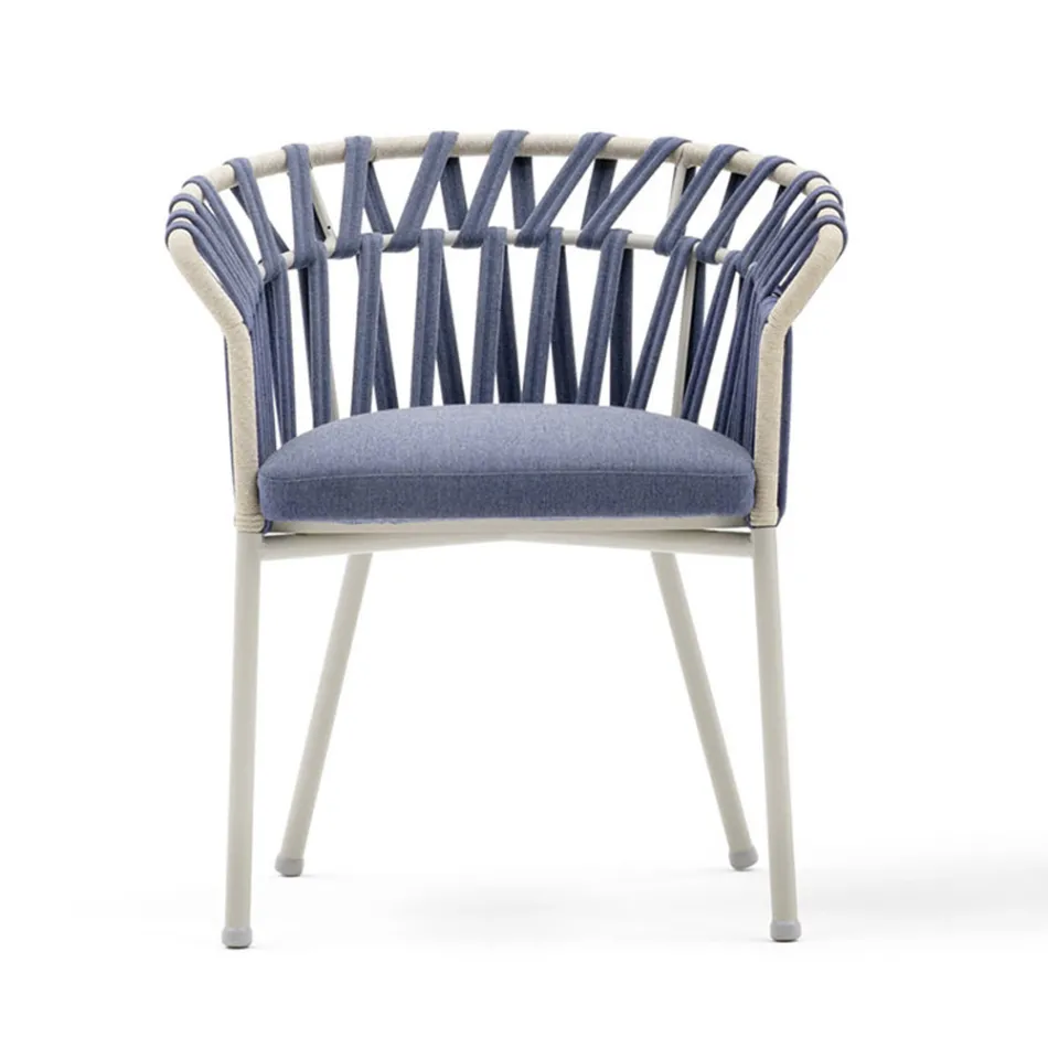 Utomhusfåtölj i rep, tyg och aluminium - Emma Cross från Varaschin Viadurini