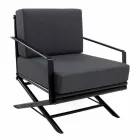 Fåtölj utomhus i naturligt trä eller blank eller matt svart och kudde - Suzana Viadurini