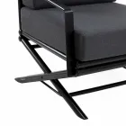 Fåtölj utomhus i naturligt trä eller blank eller matt svart och kudde - Suzana Viadurini