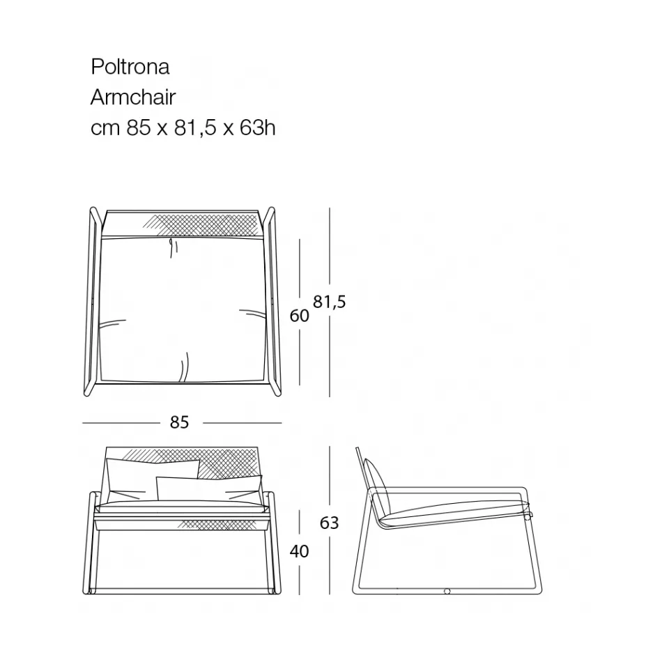 Utomhusfåtölj i metall med lyxdyna Tillverkad i Italien - Karol Viadurini