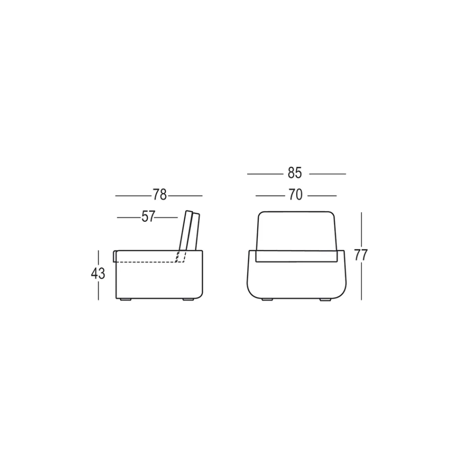 Utomhusfåtölj i polyeten med tygkudde Tillverkad i Italien - Belida Viadurini
