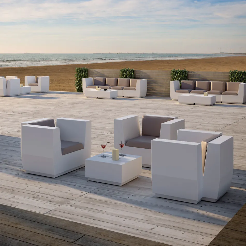 Utomhusfåtölj i polyeten med kudde Tillverkad i Italien - Chiabotto Viadurini