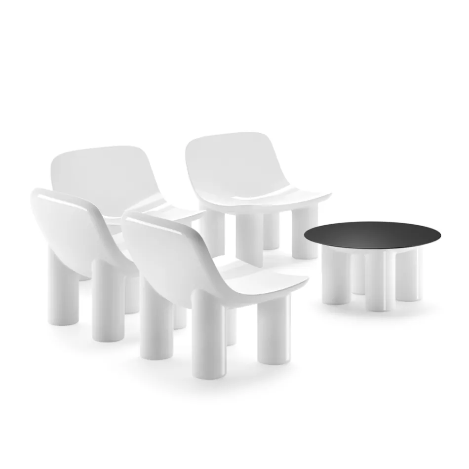 Utomhusfåtölj i polyeten med kudde tillverkad i Italien - Freccia Viadurini