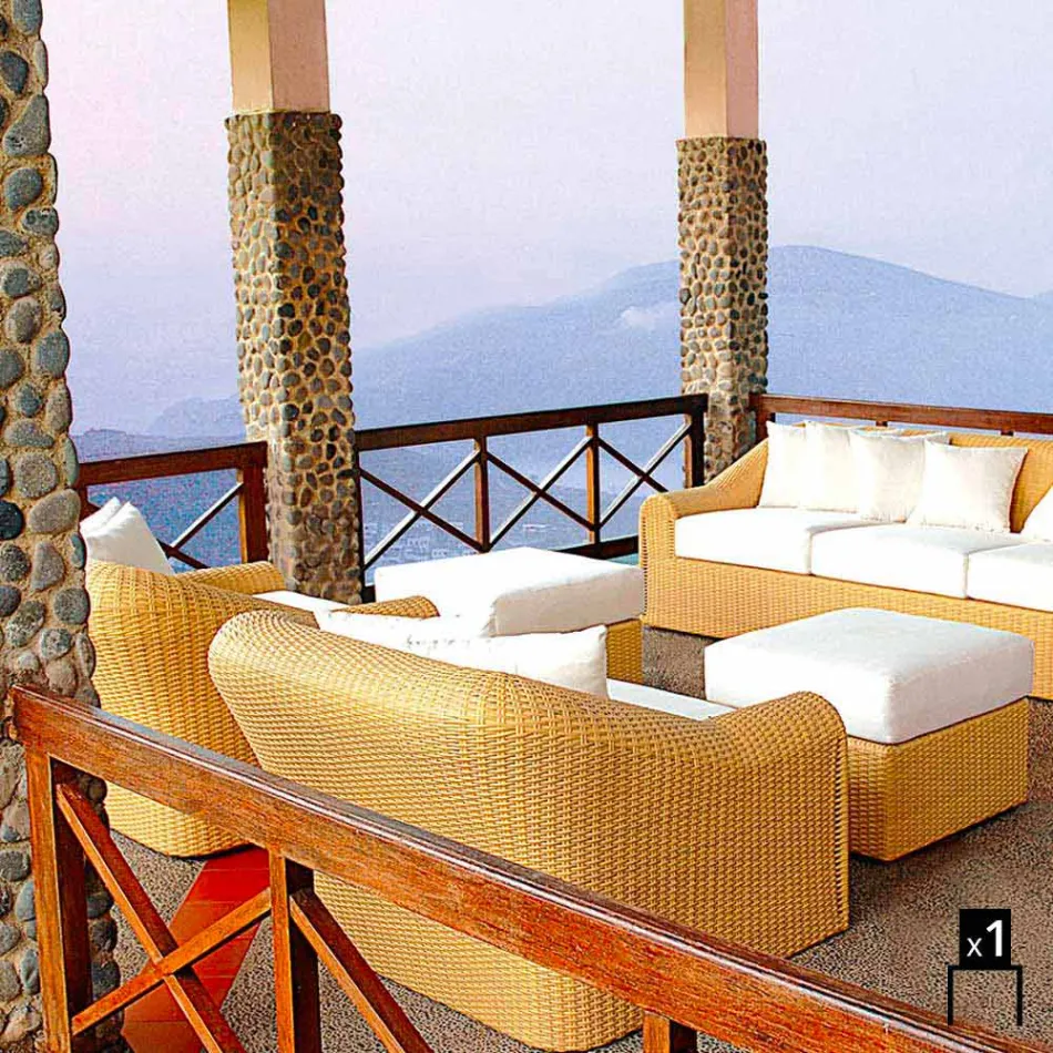 Utomhus fåtölj polyeten vävda konstruktion handen Cooper Viadurini