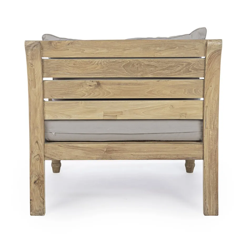 Utomhusfåtölj i teak med tygkuddar, Homemotion - Tatyana Viadurini