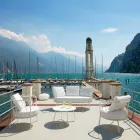 Modern utomhus fåtölj i målad metall och tyg tillverkad i Italien - Olma Viadurini