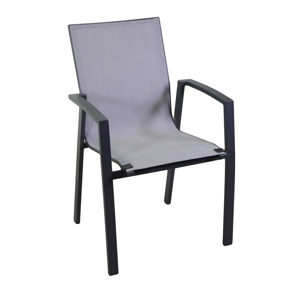 Fåtölj för utomhusbruk av aluminium och textilene - Map Viadurini