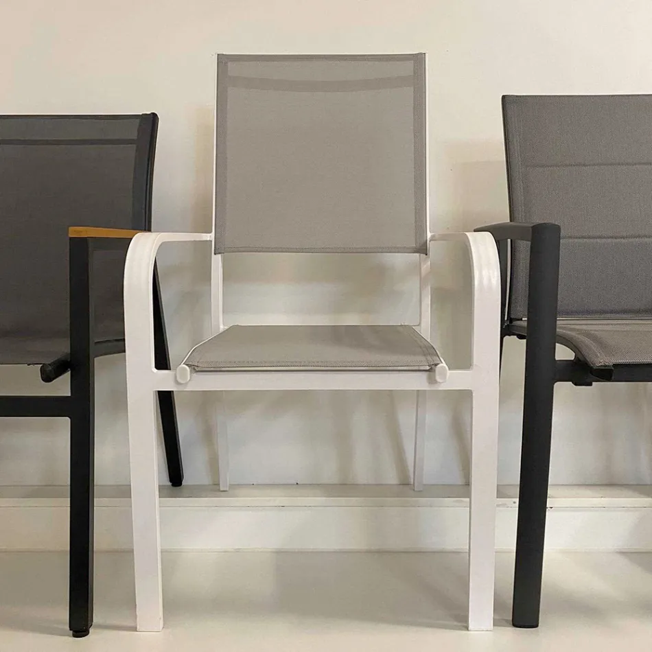 Fåtölj för utomhusbruk av aluminium och textilene - Solar Viadurini