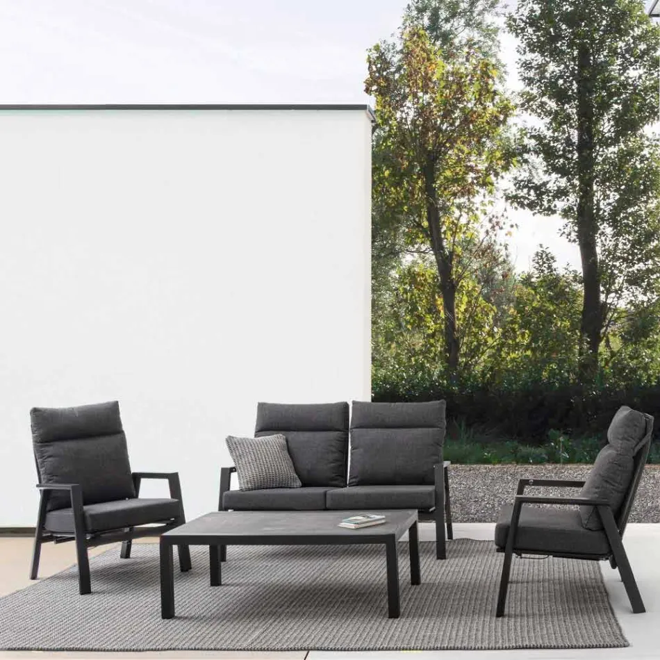 Liggande fåtölj utomhus i tyg och aluminium, 2 delar - Nathy Viadurini