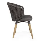 Trädgårdsfåtölj med teakben och tygsits, Homemotion - Chantall Viadurini