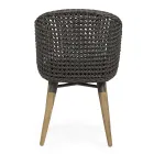 Trädgårdsfåtölj med teakben och tygsits, Homemotion - Chantall Viadurini