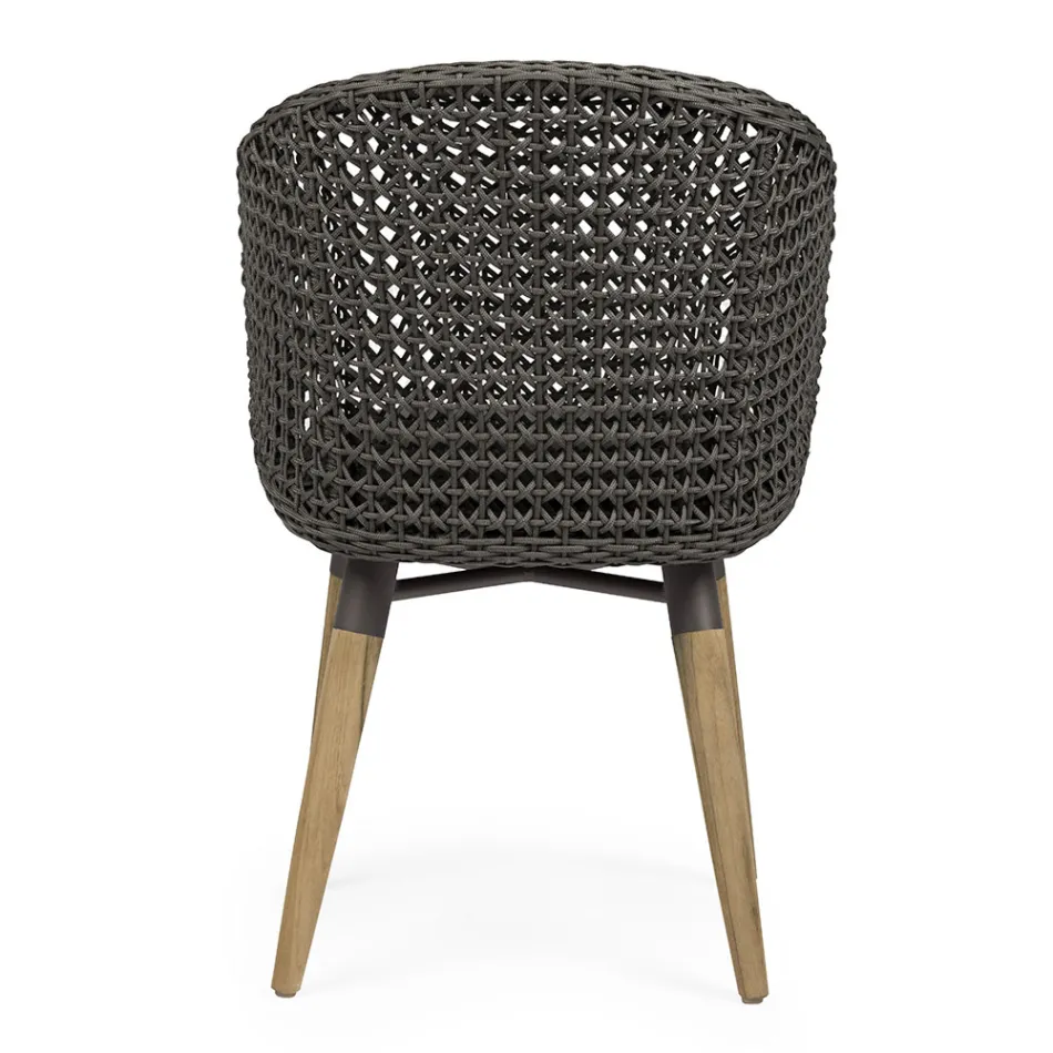 Trädgårdsfåtölj med teakben och tygsits, Homemotion - Chantall Viadurini