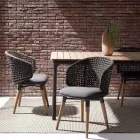 Trädgårdsfåtölj med teakben och tygsits, Homemotion - Chantall Viadurini