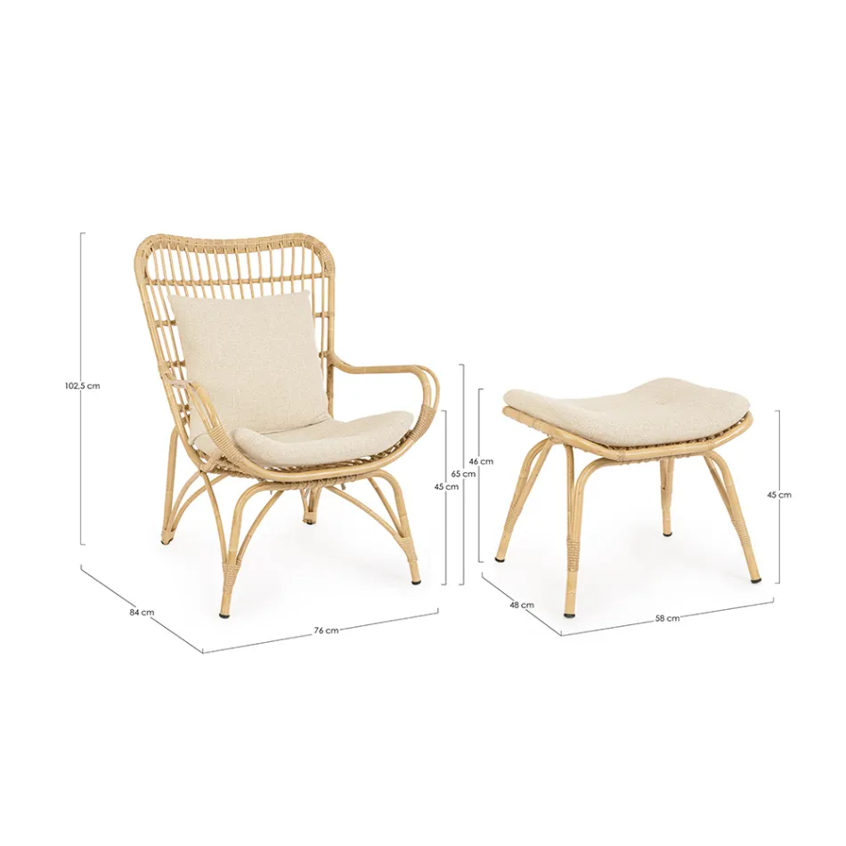 Trädgårdsfåtölj med fotstöd och syntetfibervävning - Matter Viadurini