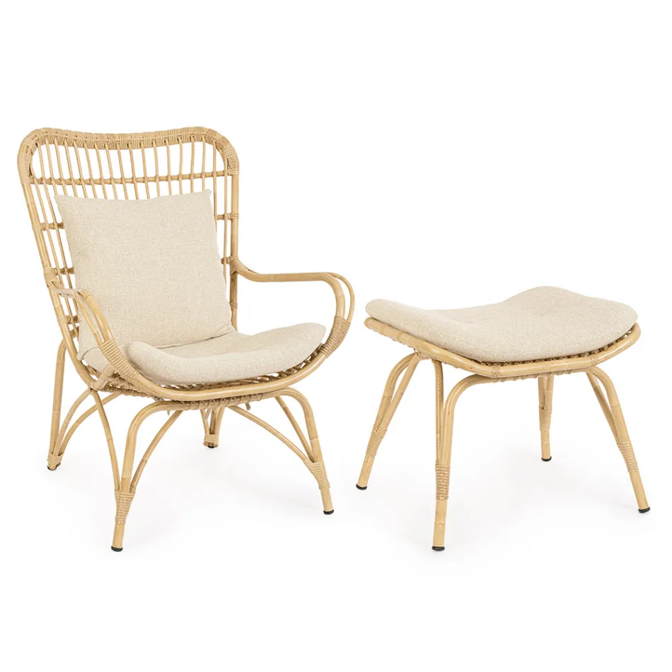 Trädgårdsfåtölj med fotstöd och syntetfibervävning - Matter Viadurini