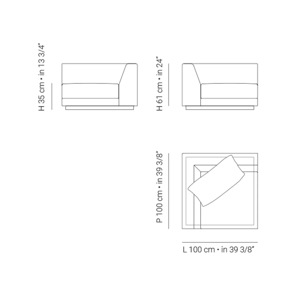 Trädgårdsfåtölj med höger hörnstruktur Tillverkad i Italien - Rubik Viadurini
