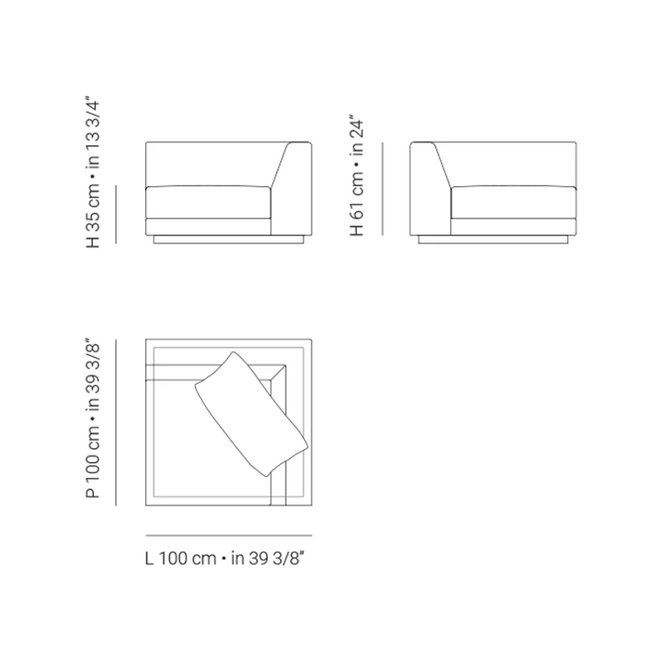Trädgårdsfåtölj med vänster hörnstruktur Tillverkad i Italien - Rubik Viadurini