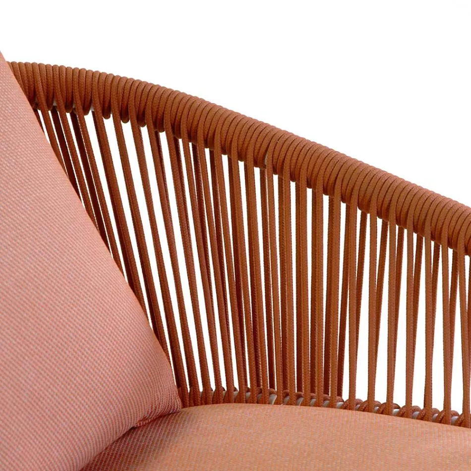 Trädgårdsstol med aluminiumram och rep med dynor - Tält Viadurini