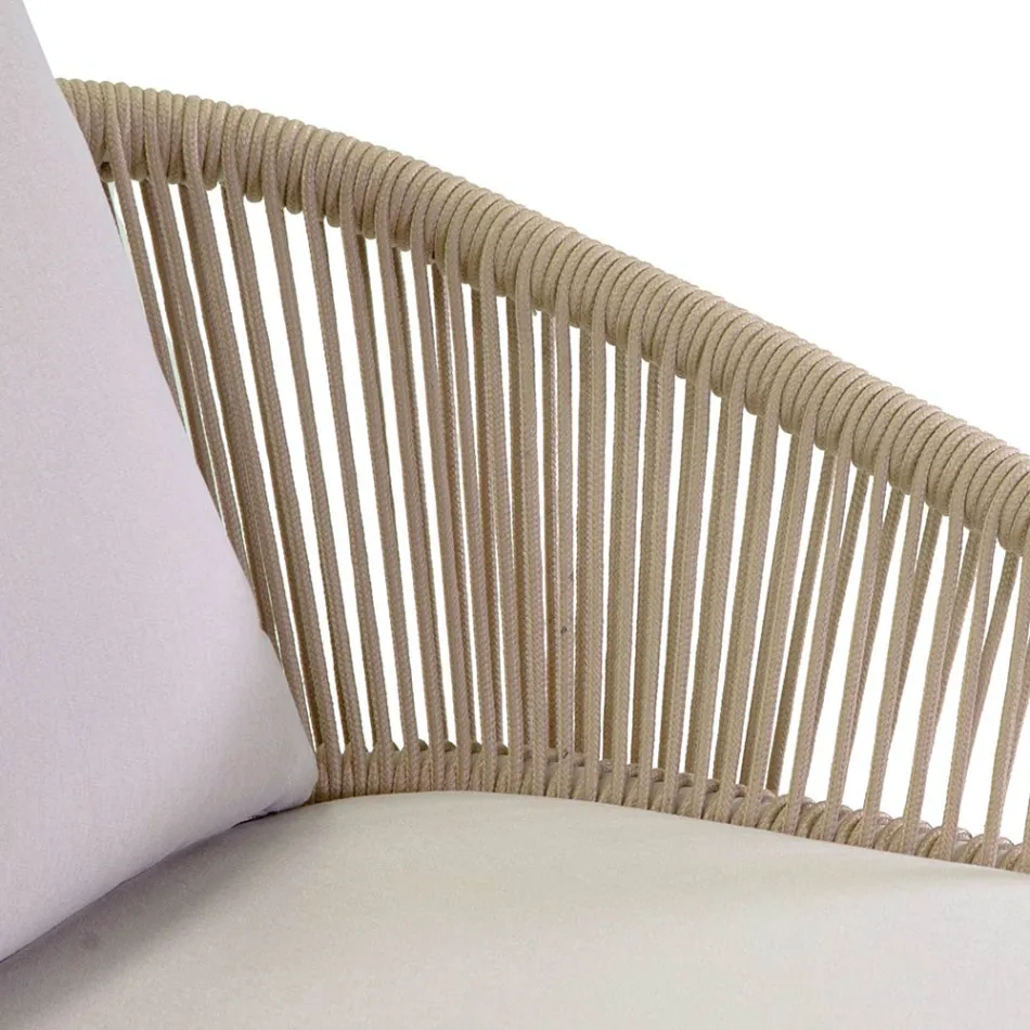 Trädgårdsstol med aluminiumram och rep med dynor - Tält Viadurini