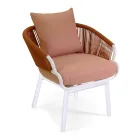 Trädgårdsstol med aluminiumram och rep med dynor - Tält Viadurini