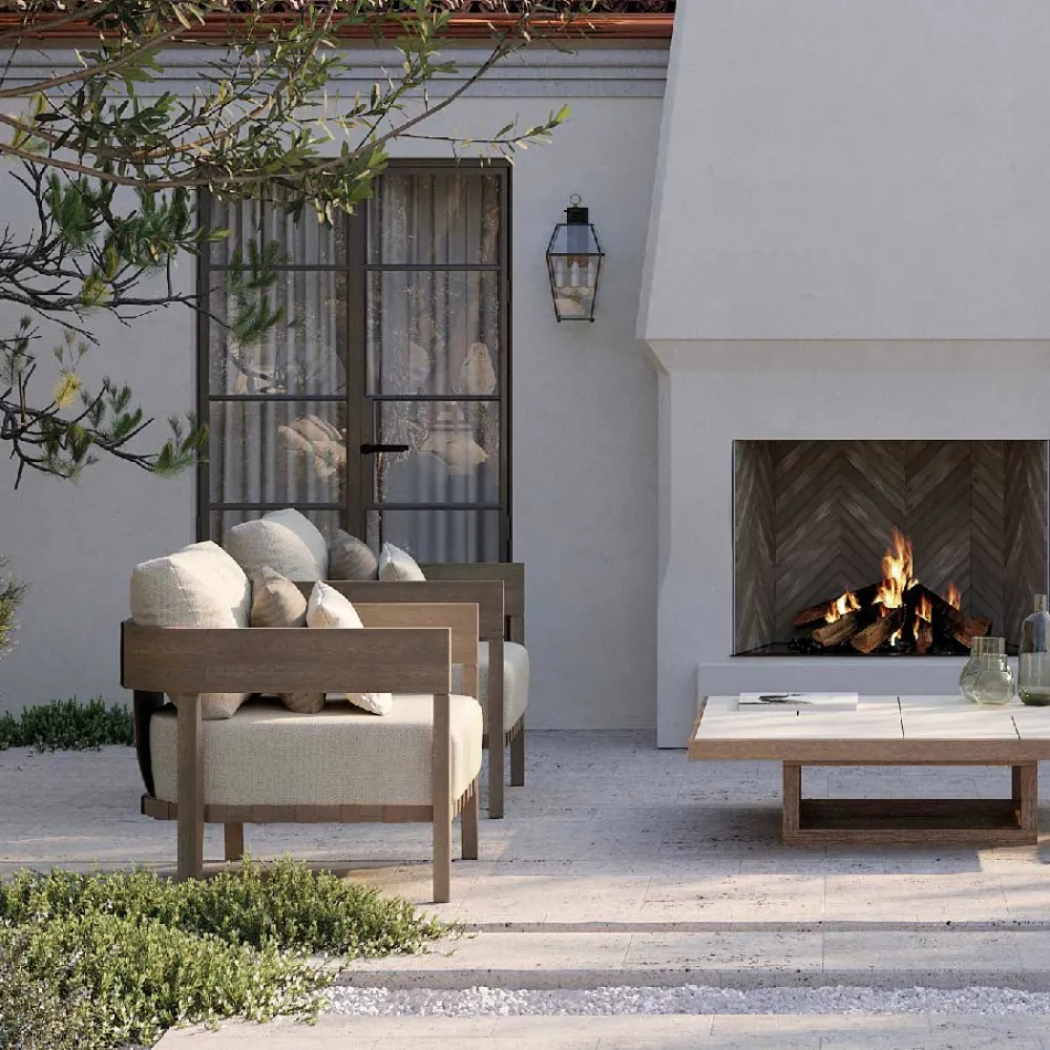 Trädgårdsstol med ram i teak Tillverkad i Italien - Briga Viadurini