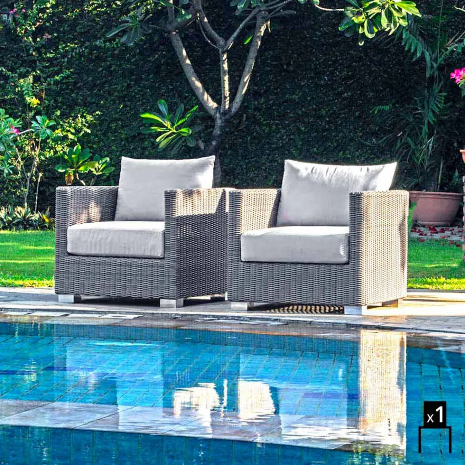 Fåtölj handvävda konstruktion trädgård Elsa Viadurini