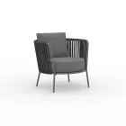 Trädgårdsfåtölj i rostfritt stål och ryggstöd med rep - Luxura Viadurini