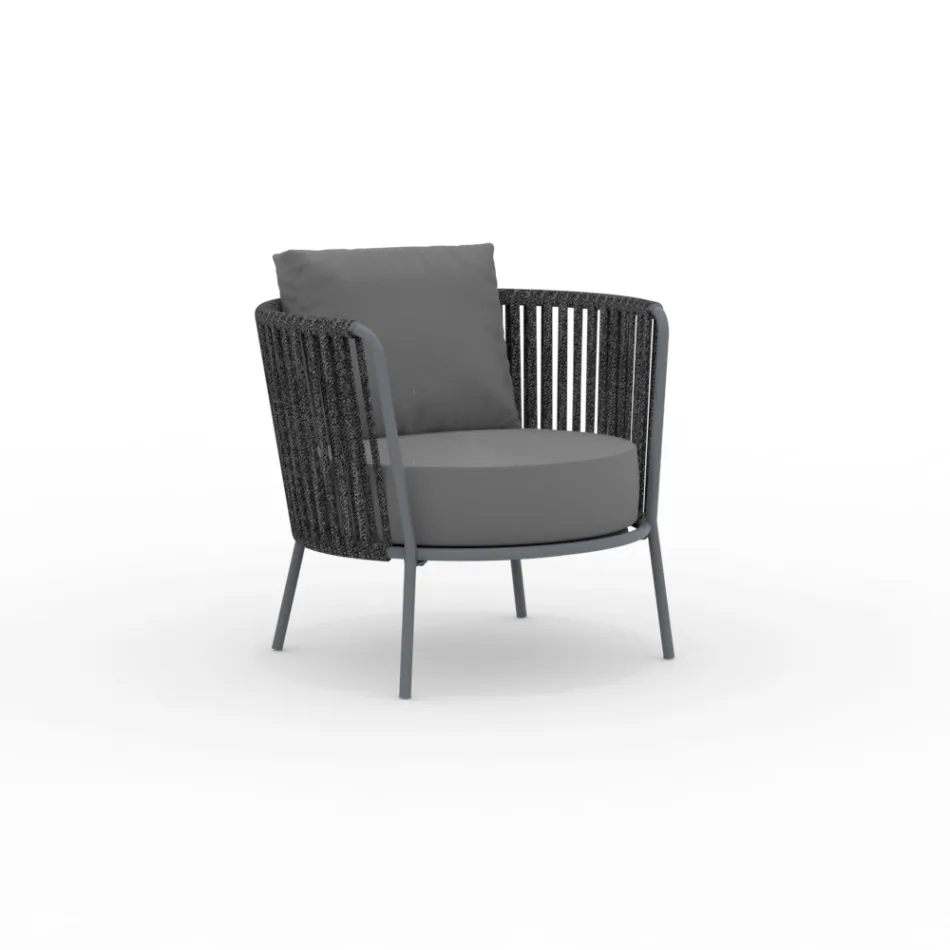 Trädgårdsfåtölj i rostfritt stål och ryggstöd med rep - Luxura Viadurini