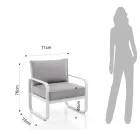 Trädgårdsfåtölj i matt elfenbensvit aluminium och grå kuddar - Avoir Viadurini