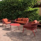 Trädgårdsstol i aluminium, rep och Marsala eller vitt tyg - Brise Viadurini