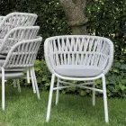 Trädgårdsstol i aluminium, rep och Marsala eller vitt tyg - Brise Viadurini