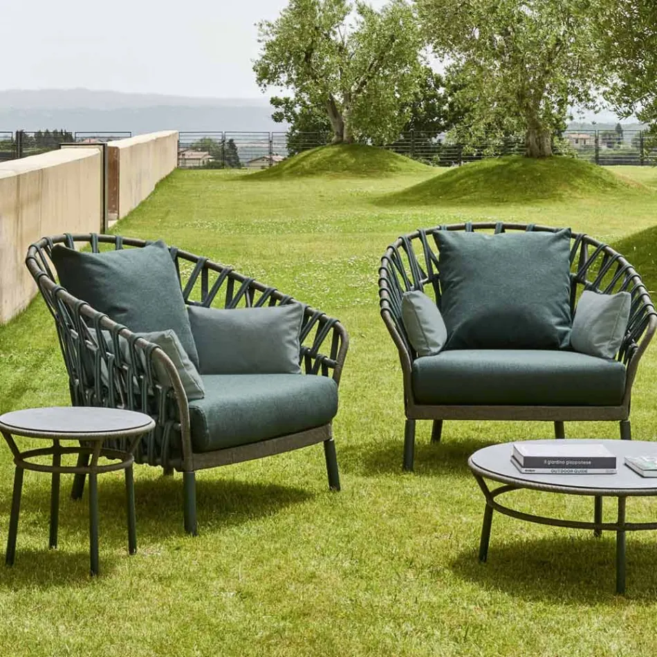 Trädgårdsfåtölj i aluminium tillverkad i Italien - Emmacross från Varaschin Viadurini