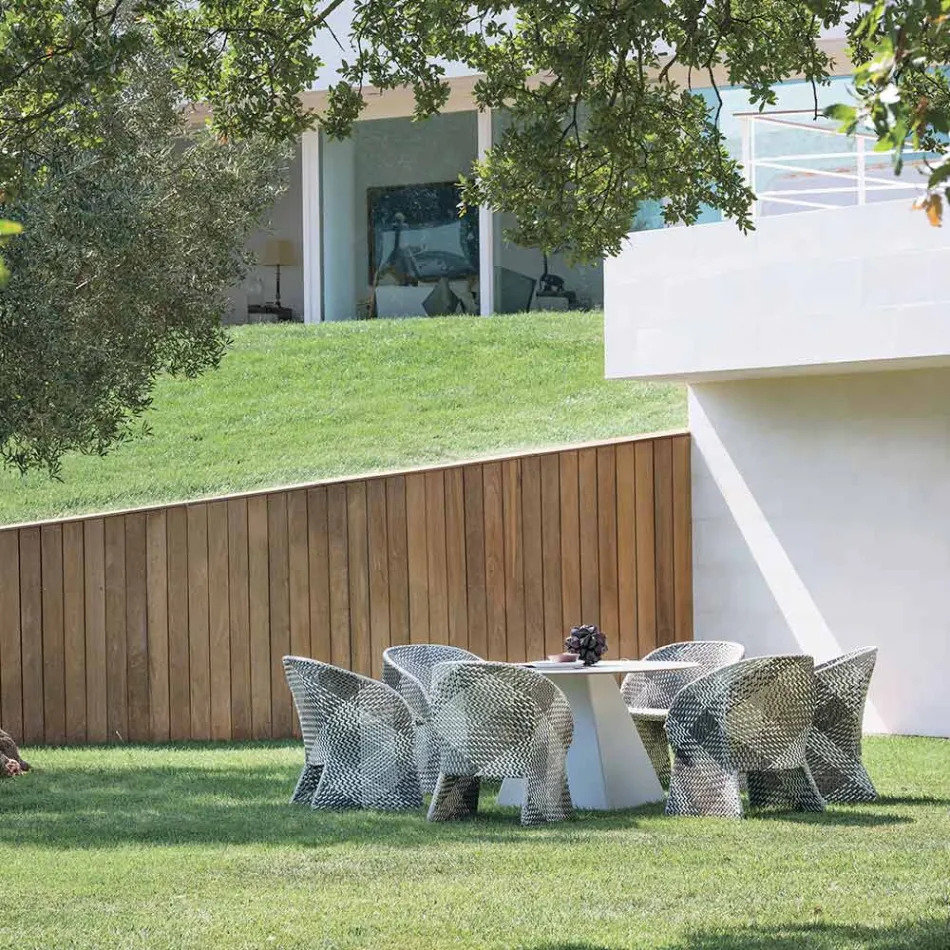 Trädgårdsstol i färgad flätad syntetfiber - Maat av Varaschin Viadurini