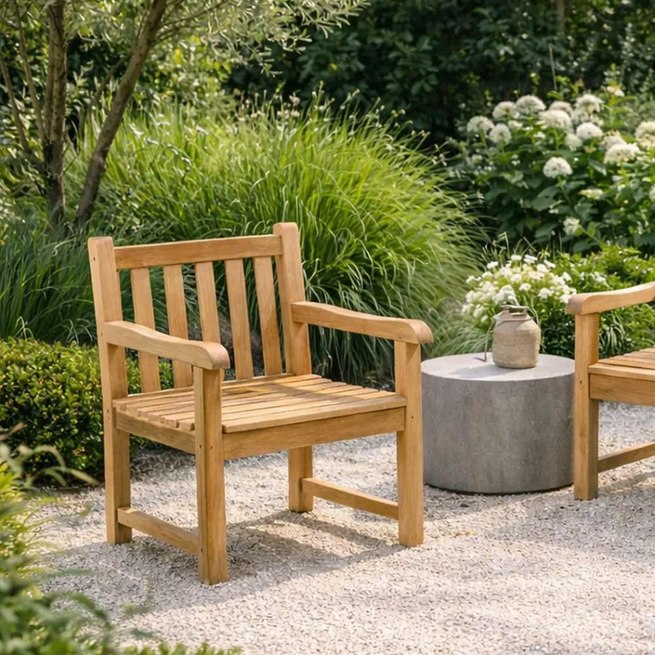 Trädgårdsfåtölj i naturligt teak - Yggdrasil Viadurini