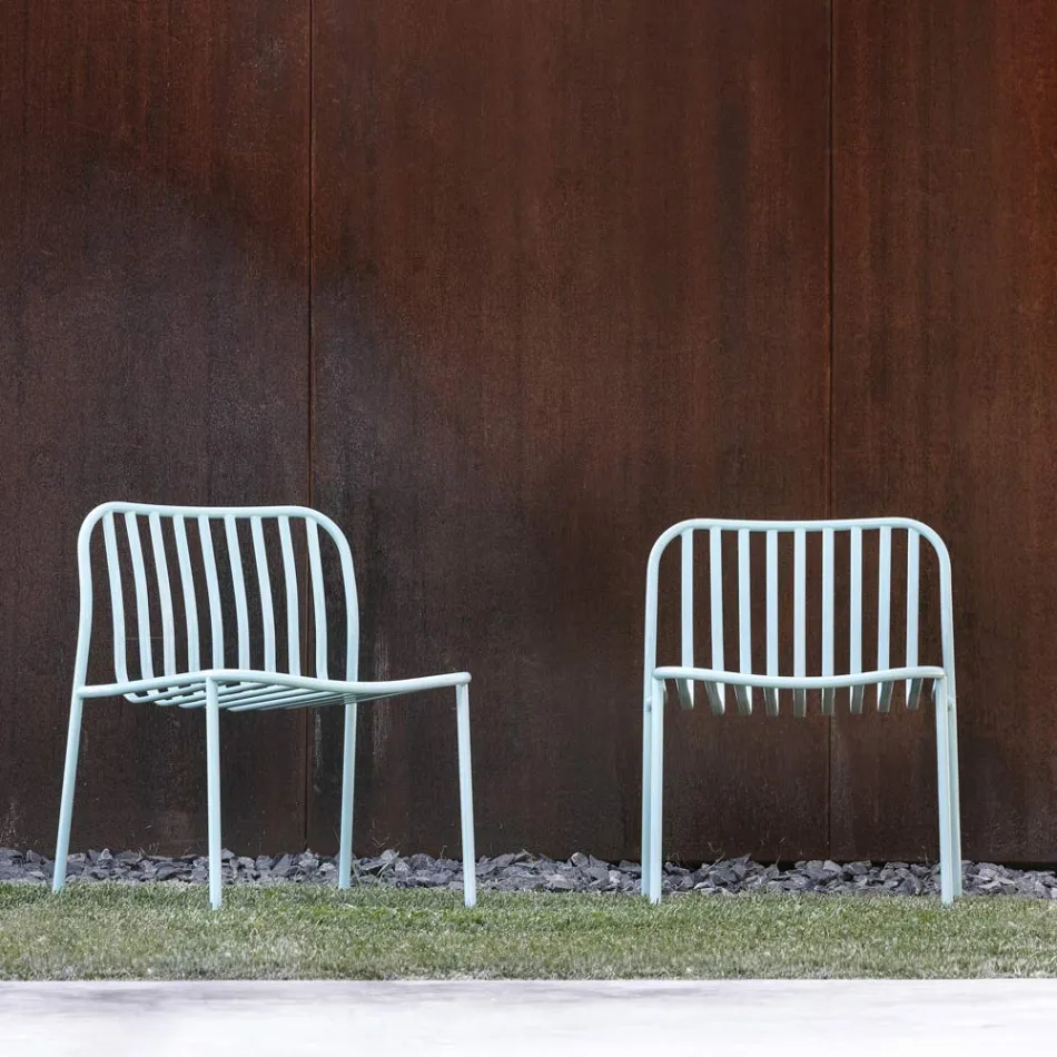 Stapelbar trädgårdsfåtölj i metall tillverkad i Italien 2 delar - helt enkelt Viadurini