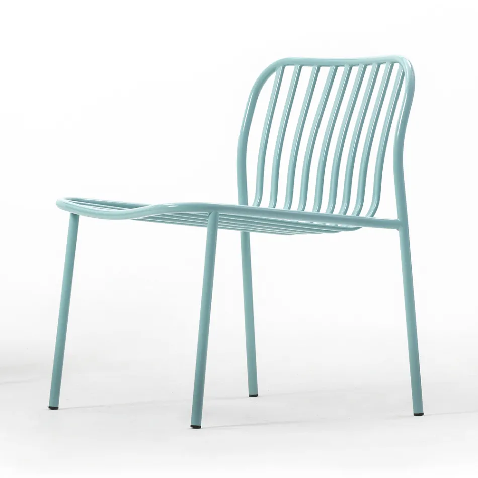 Stapelbar trädgårdsfåtölj i metall tillverkad i Italien 2 delar - helt enkelt Viadurini