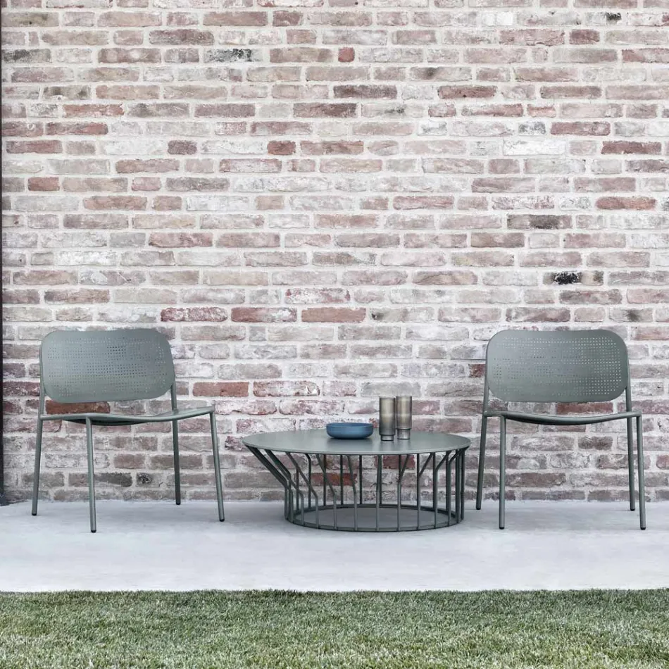 Trädgårdsfåtölj i målad metall Made in Italy 2 delar - Synergy Viadurini