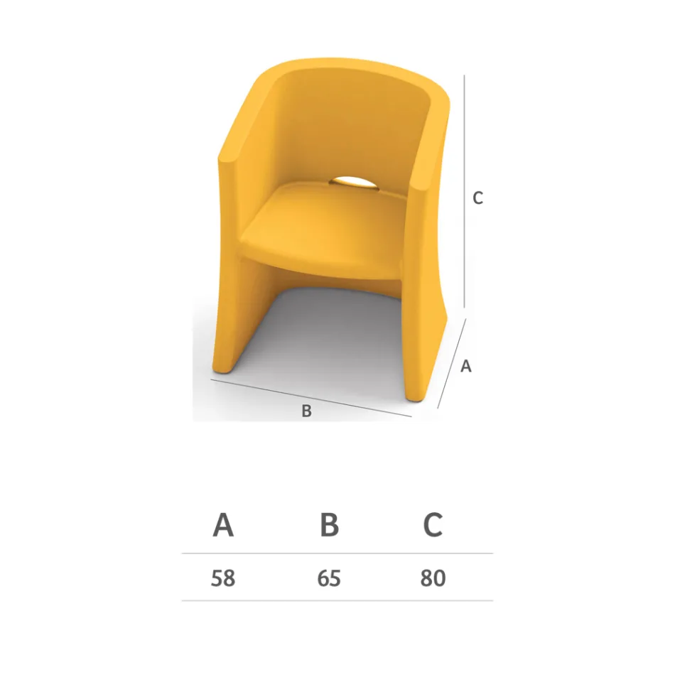 Trädgårdsfåtölj i polyeten med armstöd Tillverkad i Italien - Perez Viadurini