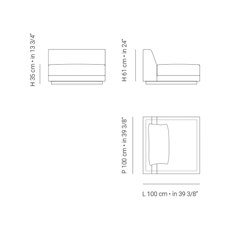 Trädgårdsfåtölj i tyg tillverkad i Italien - Rubik Viadurini