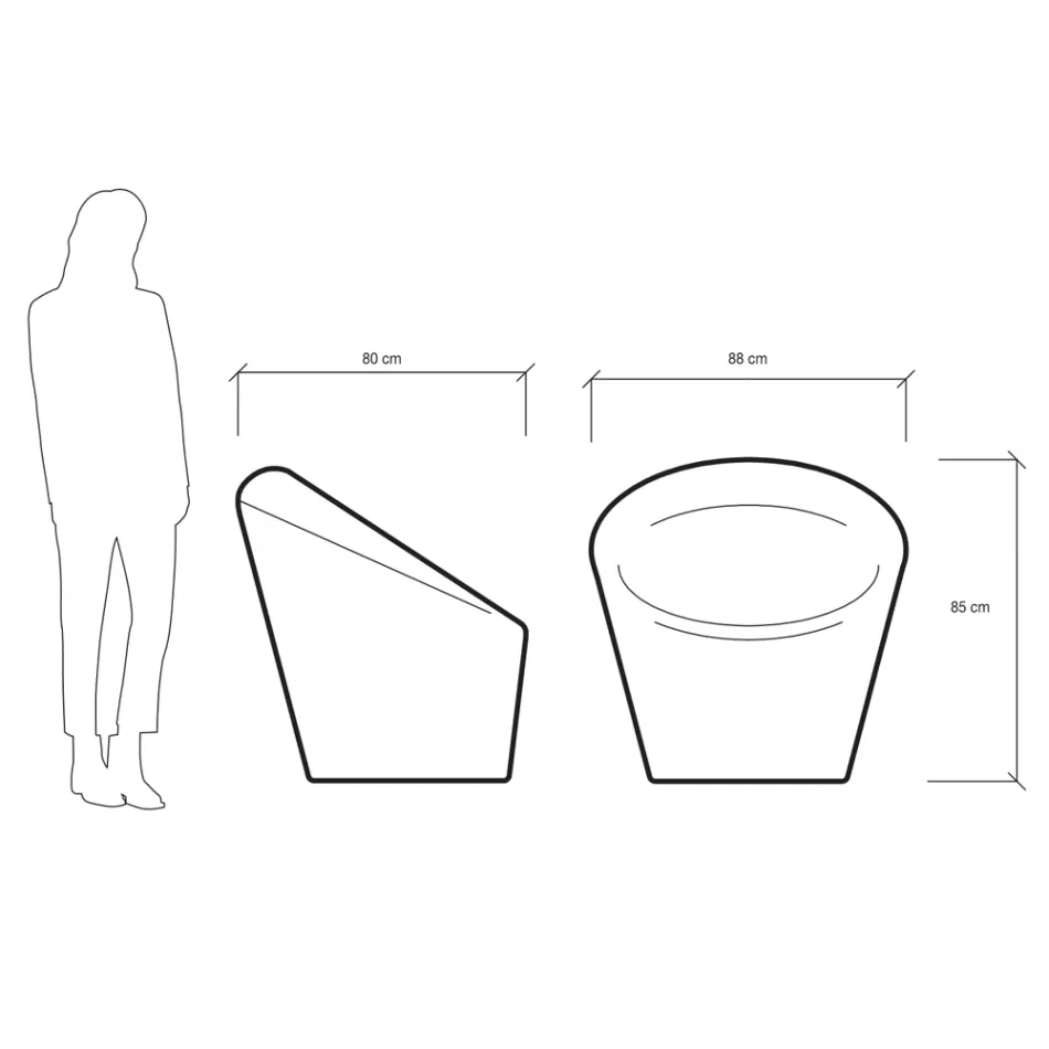 Trädgårdsfåtölj i fluor och färgad polyeten Tillverkad i Italien - Colores Viadurini