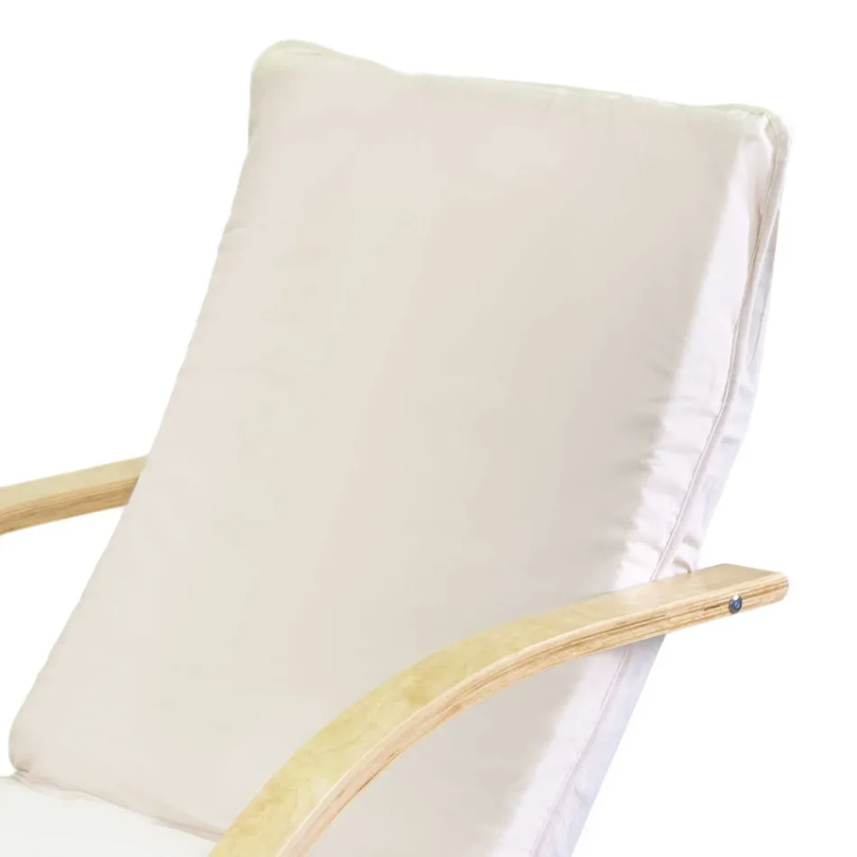 Fåtölj för inomhusbruk i björkträ och tyg - Abissi Viadurini