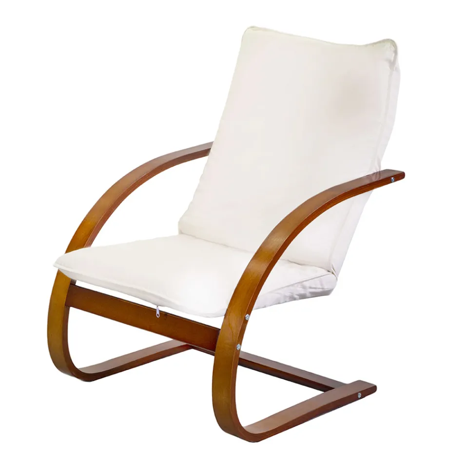 Fåtölj för inomhusbruk i björkträ och tyg - Abissi Viadurini