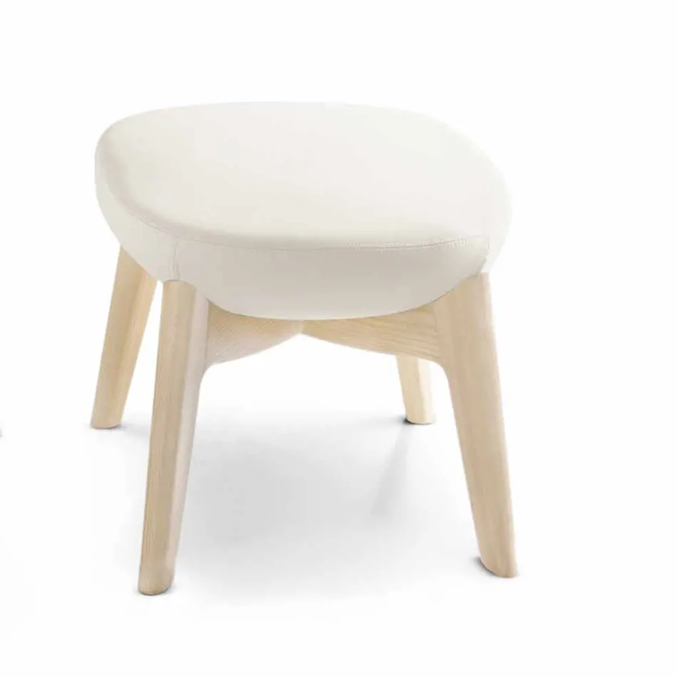 Vardagsrumsfåtölj med fotstöd i läder och trä Tillverkad i Italien - fjäril Viadurini